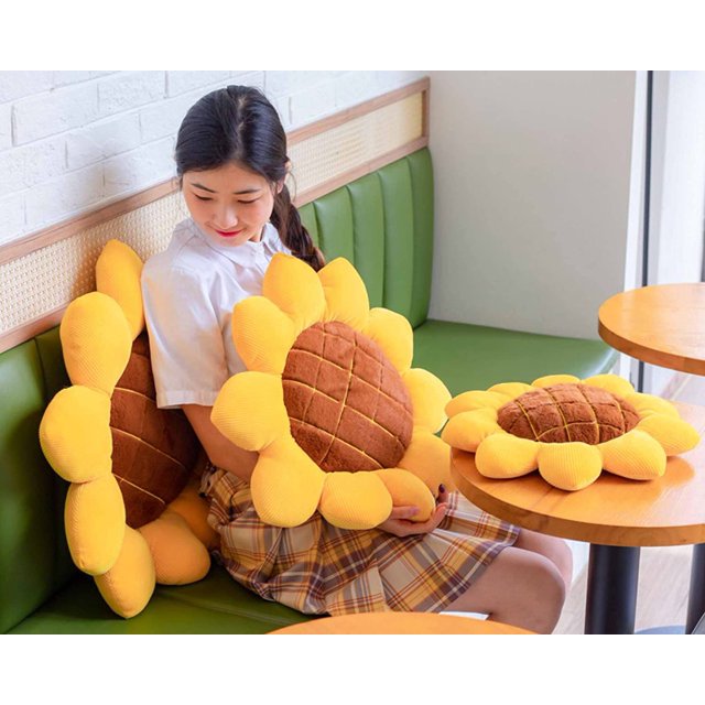 Cojín en forma de flor de girasol, cojín de flor de sol amarillo, cojín decorativo para habitación de niñas para silla, forma de flor de felpa, 40 cm ShuxiuWang 9024715358745