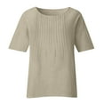 thumbnail image 5 of Amzcrzy Womens Tops Women Plus Size Cotton Linen Tops, Women Summer Solid Casual Loose Basic Tops, Fashion Half Sleeves T Shirt, Oversized Crewneck Tees Tops Blouses, 5 of 5