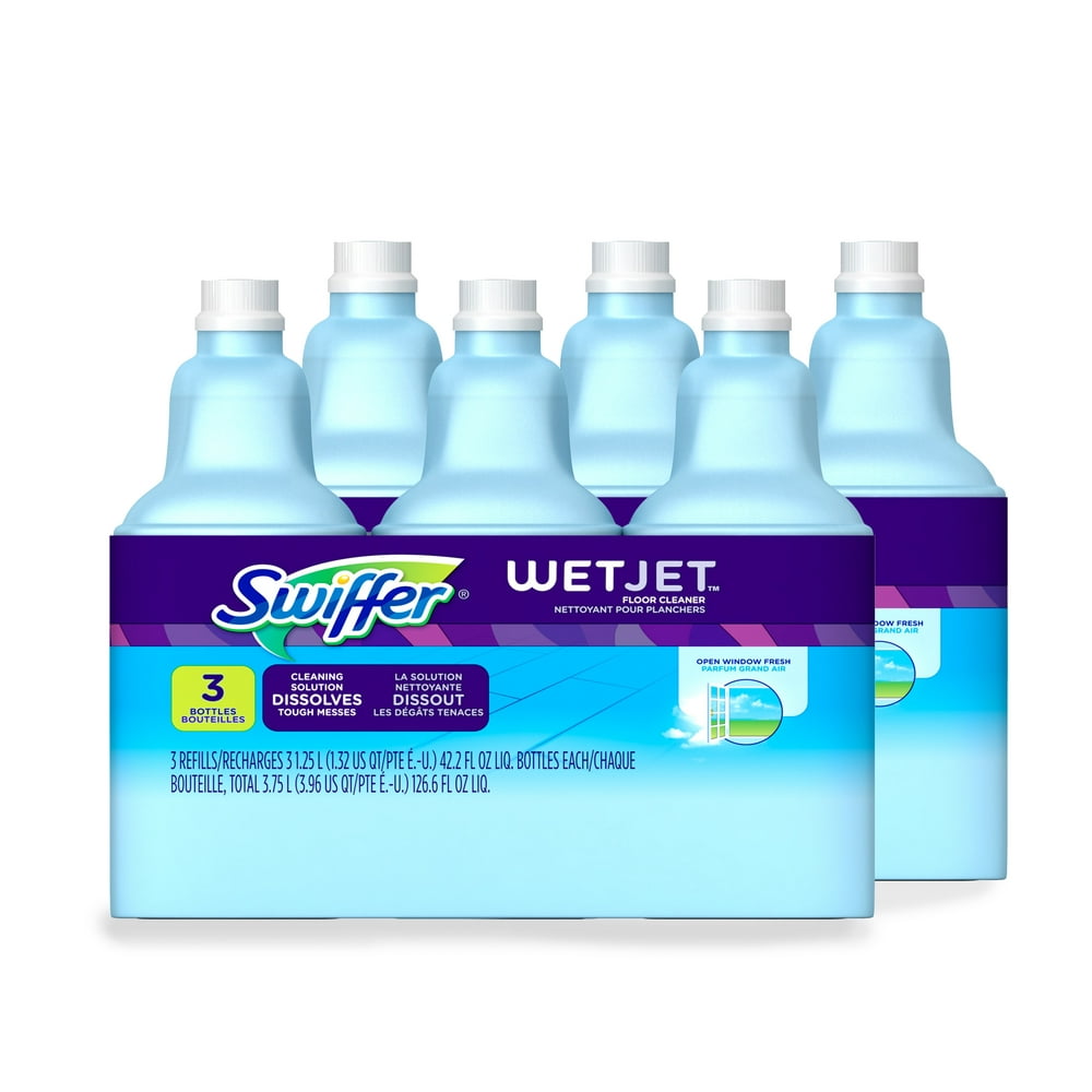 Swiffer WetJet MultiPurpose Open Window Fresh Scent Floor Cleaner Solution Refill, 6 Pack