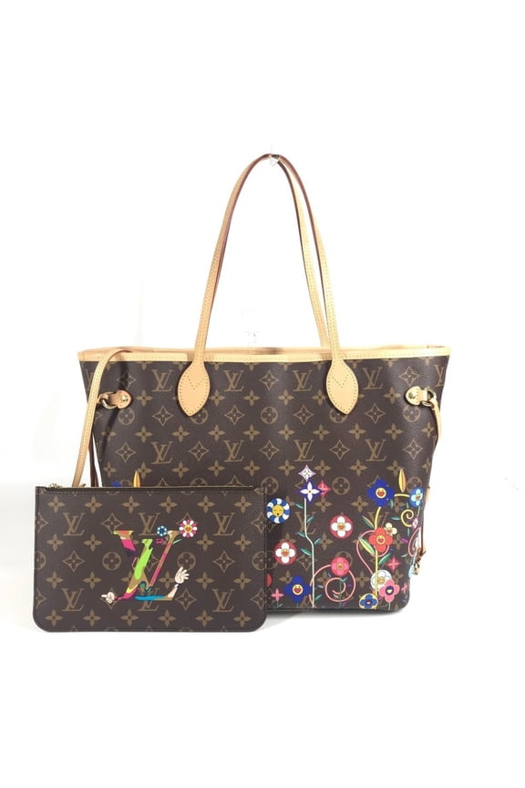 Pre-Owned LOUIS VUITTON M13271 LV x TM Takashi Murakami Superflat Neverfull MM Bag Tote...