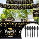 thumbnail image 1 of Liquidación de pancartas de graduación de Apmemiss, juego de 9 vasos de papel de seda, platos de papel, suministros de decoración desechables para fiestas, liquidación, 1 of 6