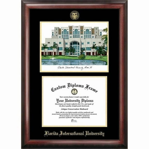 Campus Images FL984LGED-1185 8.5 x 11 in. Florida International University Gold Embossed Diploma Satin Mahogany Frame with Lithograph
