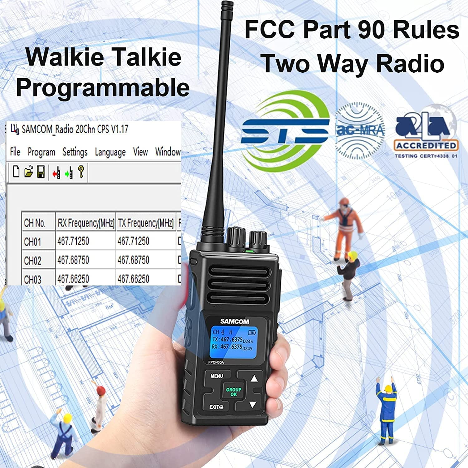 最新アイテム ショップグリーン インポートSAMCOM Way Radio 3000mAh Two Radios Long Range,  FPCN10A High Power Walkie Talkies for Adults Rechargeable Handheld UHF  Programmable with E