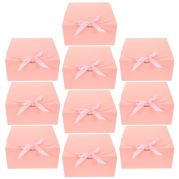 LIFKOME Pink Paper Gift Boxes with Bow Design for DIY Use Valentine Candy Box or Wedding Party Favor Box 10 Pieces