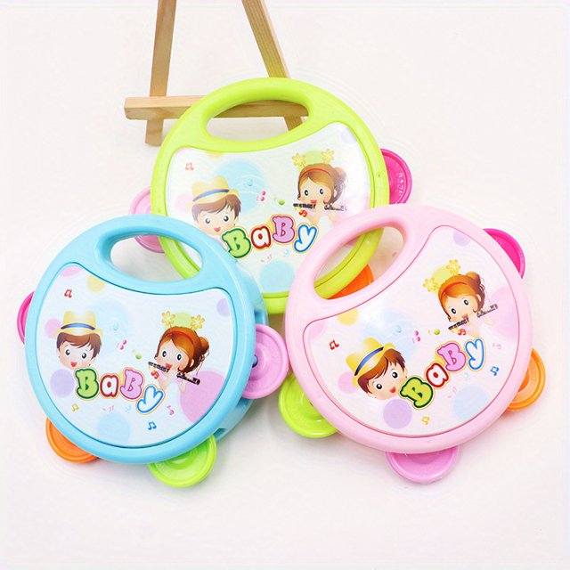1pcs Children's Tambourine Cartoon Baby Musical Instrument Rattle