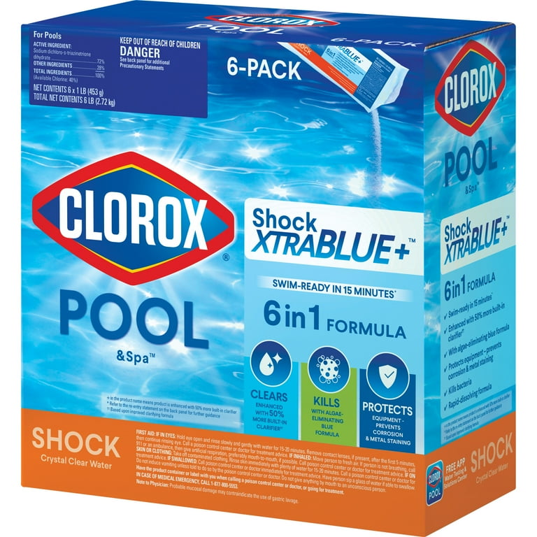 Clorox Pool&Spa Shock XtraBlue 6 pk, Fast Dissolving Blue Pool