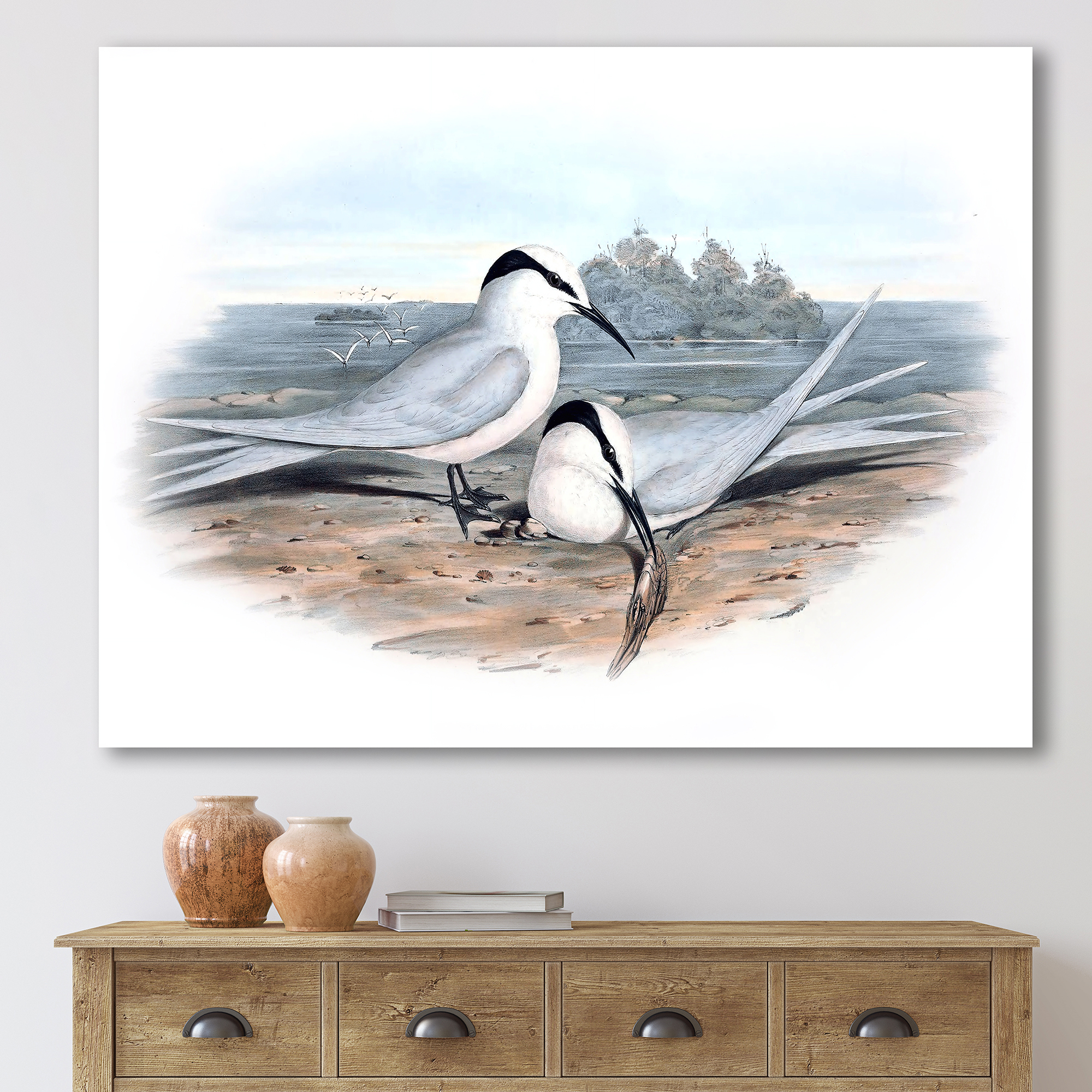 Ancient Birds In The Wild IX 40 in x 30 in Painting Canvas Art Print, by Designart