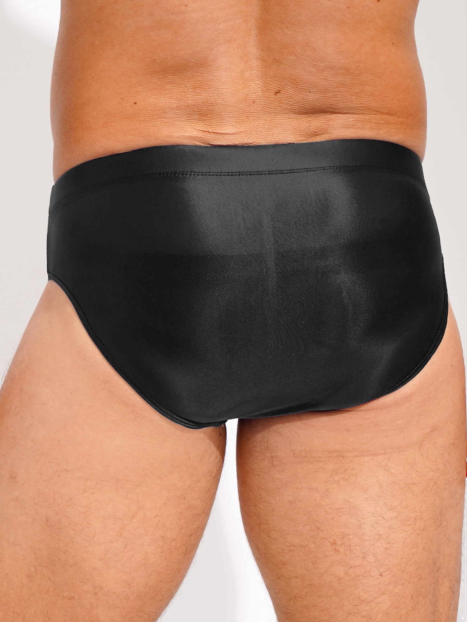 YiZYiF Sissy Panties Men's Silky Glossy Underwear Bikini Thongs Oily  Swimming Lingerie Briefs Black Medium at  Men's Clothing store