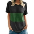 thumbnail image 1 of Leutsin T-shirt Ample à Col Rond pour Femmes, Décontracté, à Coutures, à Contraste de Couleurs, 1 of 6