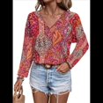 thumbnail image 2 of Blusas Casuales de Larga con Cuello en V y Estampado Bohemio para Mujer 4 Colores Mezclados L, 2 of 7
