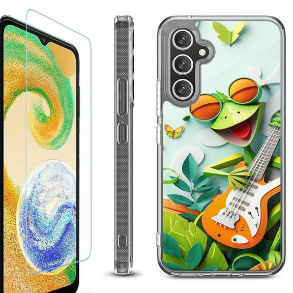 For Samsung Galaxy A35 5G Phone Case Cover, Shockproof Bumper Hybrid Case with Tempered Glass Screen Protector, by OneToughShield – Grasshopper