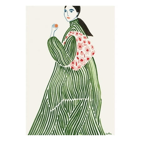 La Poire - Green Coat Print Wall Art, Modern Wall Decor For Living Room Bedroom, 8x12 UNFRAMED