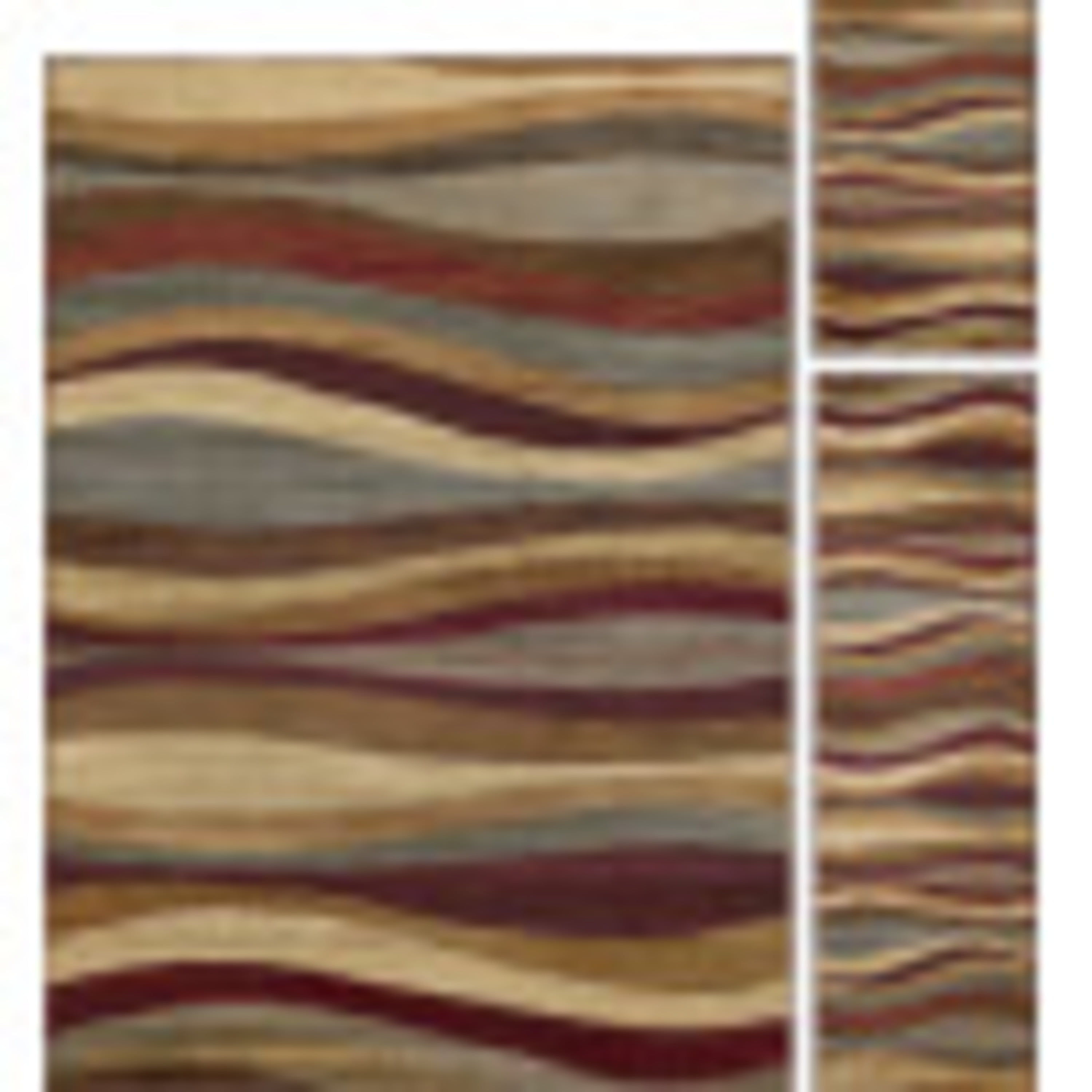 Elegance Contemporary 3-Piece Set Multi-Color Polypropylene Indoor Area Rug