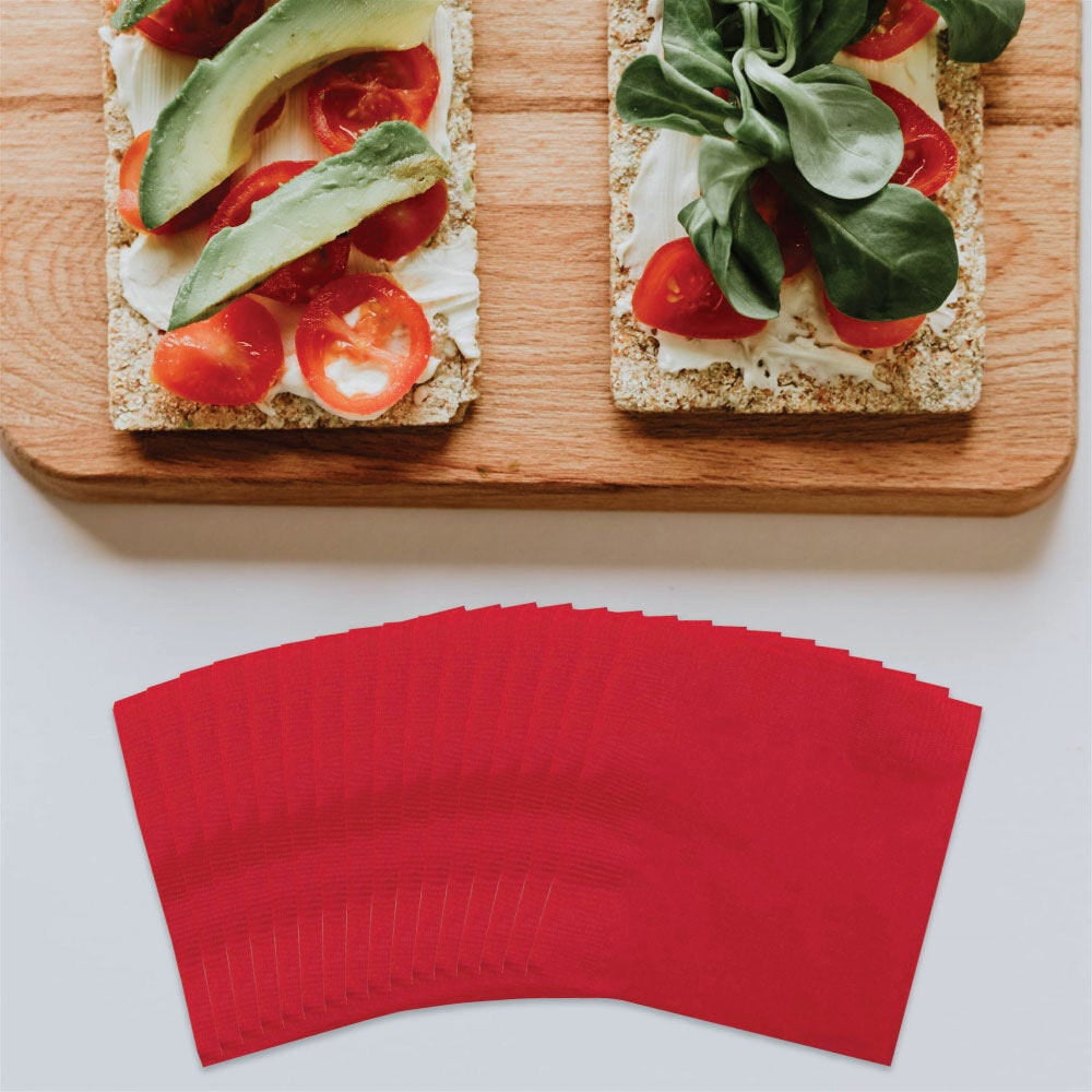 JAM Paper Small Beverage Napkins, 5 x 5, Red, 40/Pack