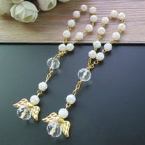 24 Pcs Mini Rosary baptism Favors with Angels for Boy and Girl Recuerdos de Bautizo Finger Rosaries Gold Plated/ ChristeningParty Gift for Guest JA380gold-wht