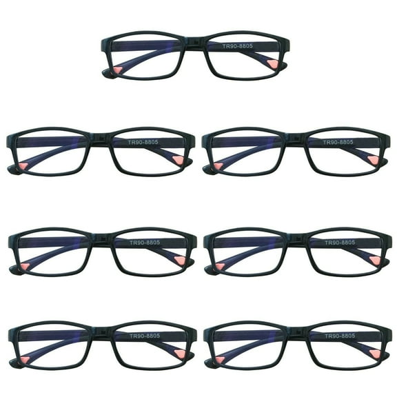 7 Packs Unisex Fashion Rectangular Reading Glasses Blue Light Blocking Readers for Men Women  1.00