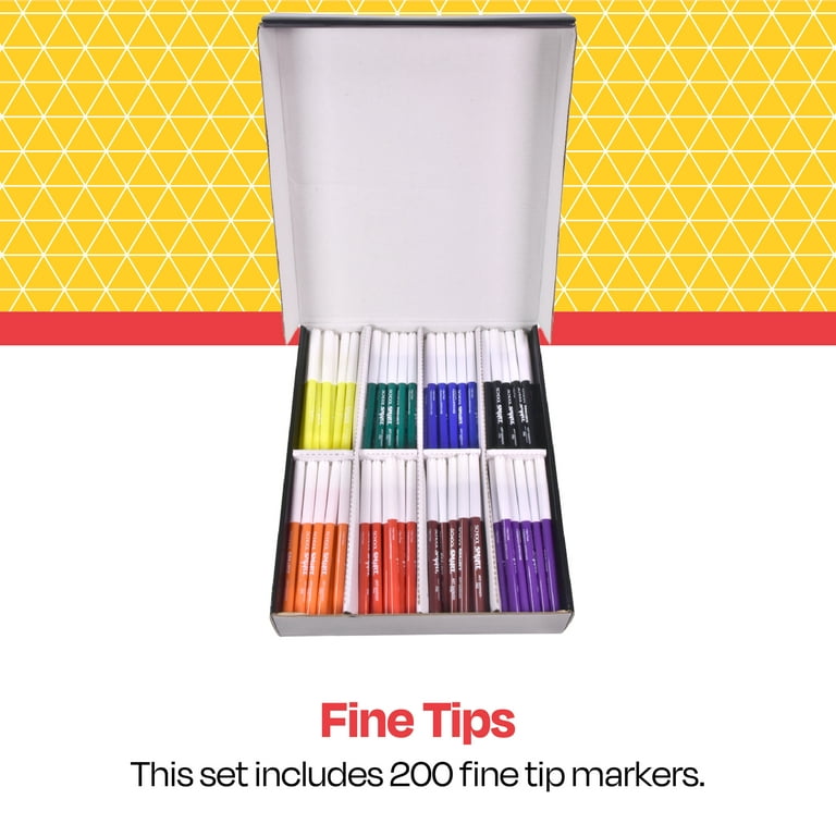 School Smart Art Markers, Fine Tip, Assorted Colors, Pack of 200 