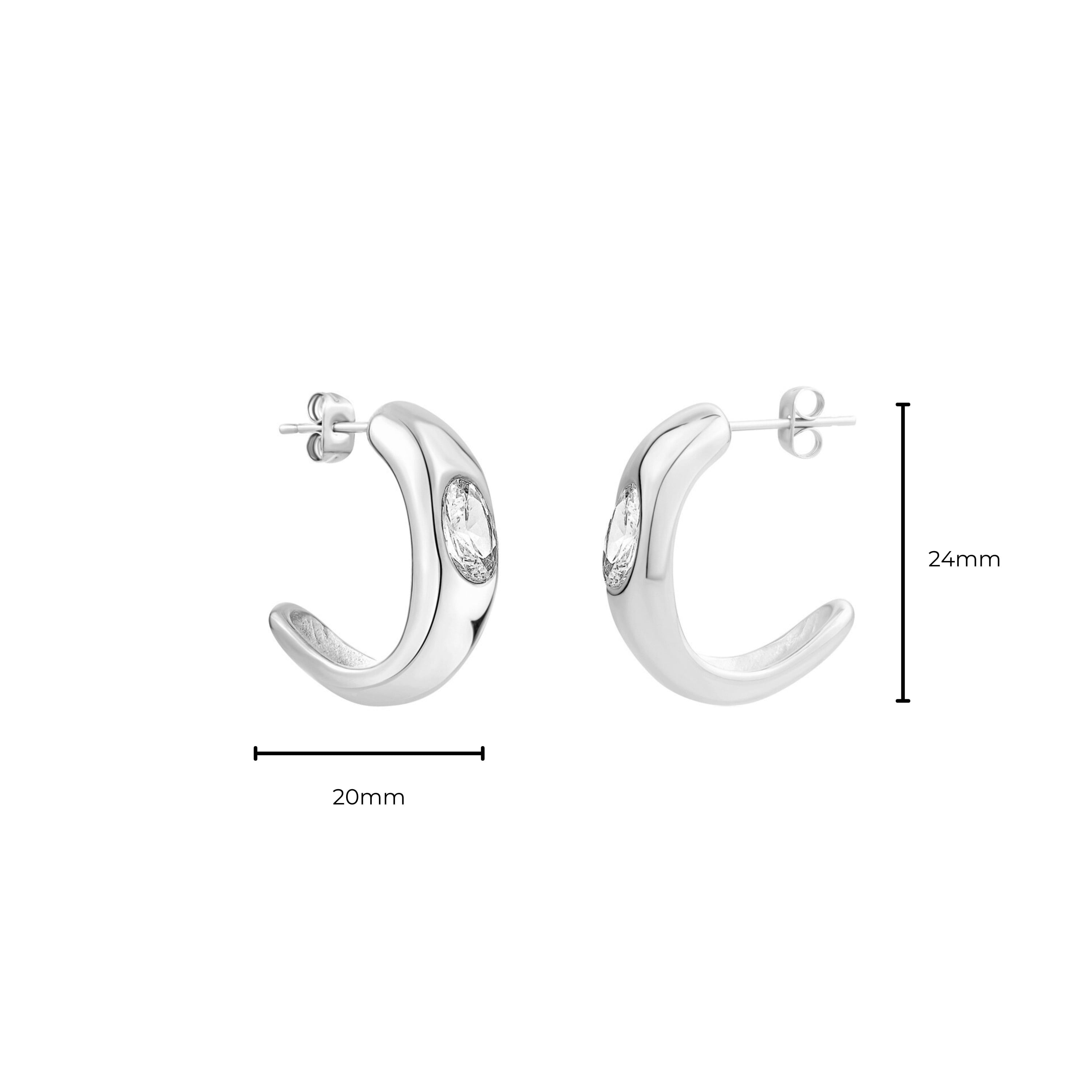 Sensitive Skin Stainless Steel Cubic Zirconia Open Hoop Earrings for Women