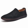 thumbnail image 4 of Men's Gray Woven Perforated Suede Slip-On Casual Loafers, 4 of 4
