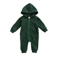 thumbnail image 1 of Combinaison à Manches Longues pour Bébé Mode Automne Couleur Unie avec Capuche à Fermeture Éclair une Pièce Pantalon Long avec Poche, 1 of 1