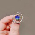 thumbnail image 3 of Lindo broche de tierra, Luna, estrella, Planeta Azul, Pin antipérdida, abrigo, bufanda, broches, 3 of 4