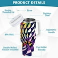 thumbnail image 2 of Yayeee 40oz Stainless Steel Tumbler with Straw and Handle Double-Wall Insulated Travel Water Bottle, Purple Wavy Plaid, 2 of 8