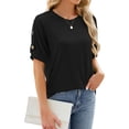 thumbnail image 4 of SLADYGLO Women Crew Neck Raglan Short Sleeve Buttons Decorative T-Shirt, 4 of 7