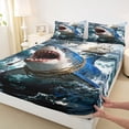 thumbnail image 3 of Feelyou 3D Sea Shark Child Full Size Sheets, Hunting and Fishing Bed Sheets, 4pcs, 3 of 7