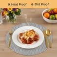 thumbnail image 4 of Grey Geometric Round 13 Inch Placemats Set of 6, Modern Pure Color Abstract Striped HeatResistant Non Slip Place Mats for Dining Table, Wipeable Braided Kitchen Table Mats for Housewarming, 4 of 9