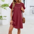 thumbnail image 5 of YueHuiYing Women's 2026 Summer Short Sleeve Dresses Casual Loose Fit Swing T-Shirt Dress V-Neck Sundress, 5 of 6