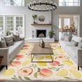 thumbnail image 3 of Fruit Leaves Large Area Rugs 6x9 ft Pink Peaches Yellow Lemons Vintage Linen Washable Rug Non Slip Indoor Carpet Absorbent Floor Mat for Living Room Bedroom Dining Room, 3 of 9