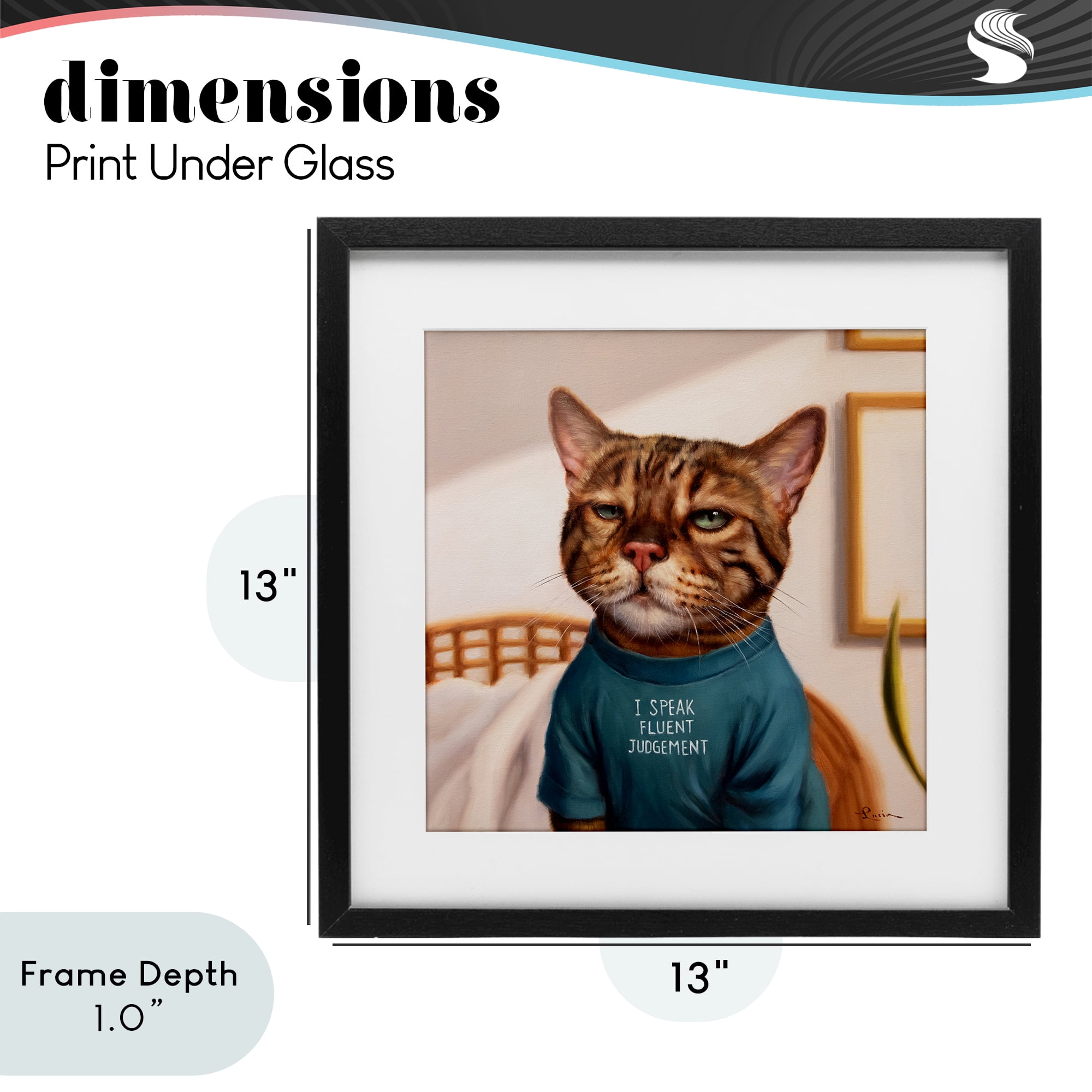 Stupell Industries Cattitude Speak Fluent Judgement Black Framed Print Under Glass, design by Lucia Heffernan