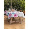 thumbnail image 3 of Outdoor Tablecloth with Umbrella Hole for Patio/Picnic/Party/Camping, Blue Pink Flowers Waterproof Table Cloth Rectangle Table Cover Washable, Spring Garden Floral Gray Wooden (60"x 120"), 3 of 8