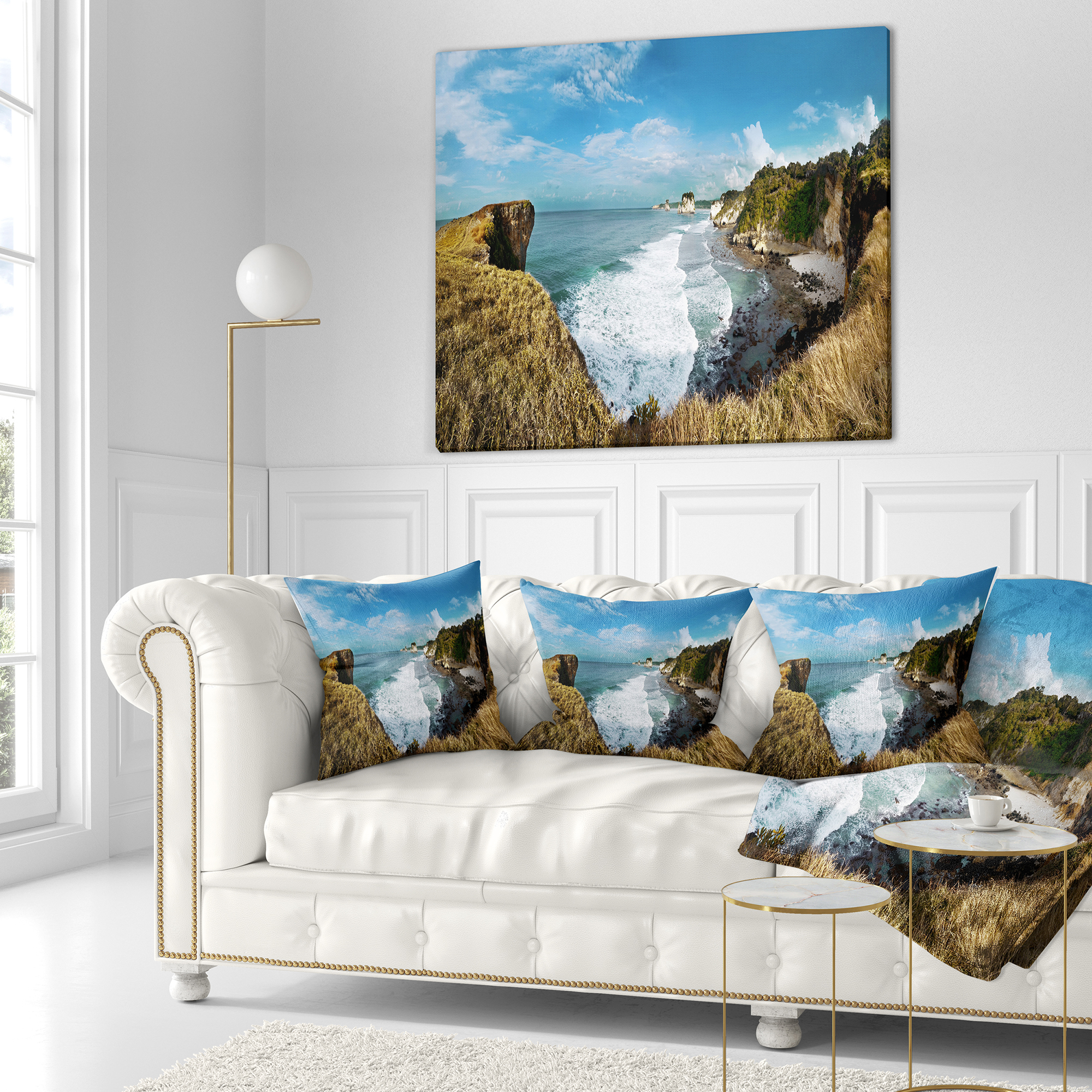 Designart Rocky Beach on the Sumba Island - Seascape Throw Pillow - 18x18