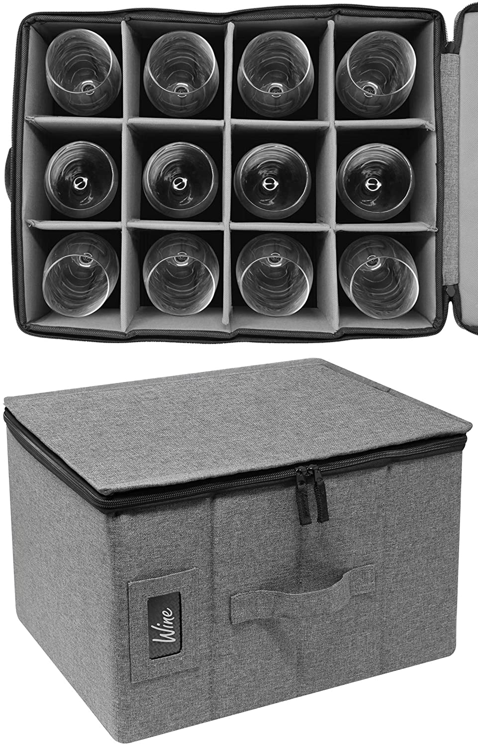 Sorbus Stemware Wine Glasses Storage Box - Gray - image 7 of 7