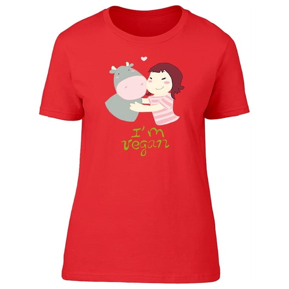 Im Vegan Girl Hugs Cow T-Shirt Women -Image by Shutterstock, Female x-Large