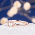 thumbnail image 3 of Women's Pearl Diamond Encrusted Ring Stylish Ring Engagement Ring Ring Silver Women (Rose Gold, 7), 3 of 5