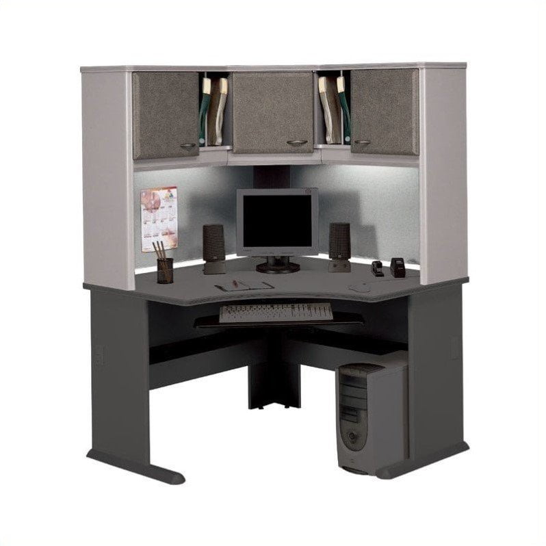 Bush Business Series A 48 Wood Corner Desk With Hutch In Pewter