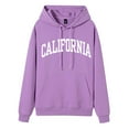 thumbnail image 1 of Sudadera con capucha Gibobby Estampado de letras casual para Mujer gráfico morado L, 1 of 3