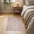 thumbnail image 3 of ODIKA Pink Boho Distressed Bird Ornamental Border Scroll Vintage Extra Non-Slip Low Profile for Hallway, Study Room, Playroom, 3 of 7