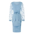 thumbnail image 1 of ZAXARRA Robe de Maternité pour Femmes, Robe Midi à Manches Longues à Col Rond avec Fleurs et Ceinture à la Taille, Robe de Grossesse, 1 of 9