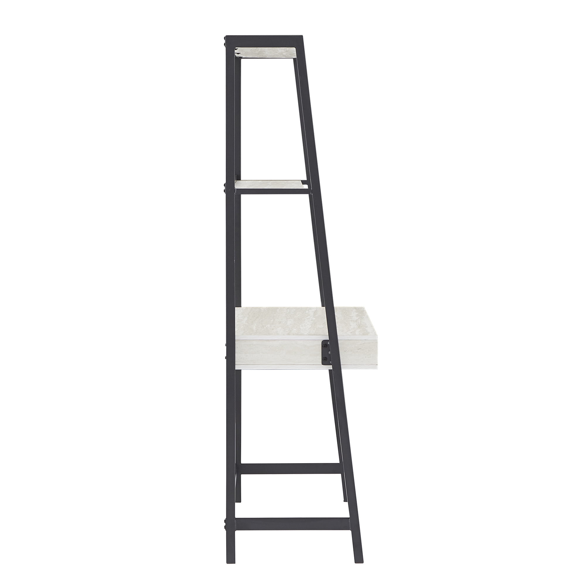 Weston Home Martin Marble 3-Piece Ladder Desk and Bookcase Set, Matte Black Finish