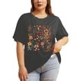 thumbnail image 2 of Trendfront Womens Oversized Floral Graphic Print Tee Summer Short Sleeve T Shirts Crewneck Casual Trendy Plus Size Daily Wear Tops Clothes, 2 of 5