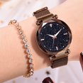 thumbnail image 5 of Reloj de pulsera con imán de aleación de cuarzo y cielo estrellado para mujer de moda simple (café), 5 of 5