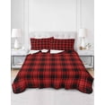 thumbnail image 3 of Red Black Plaid Twin Size Down Alternative Comforter, Lightweight Comforter Quilt Bedding Set with Pillow Shams Vintage Farmhouse Abstract Buffalo Check All Seasons Bed Comforter Duvet Insert 68"x86", 3 of 7