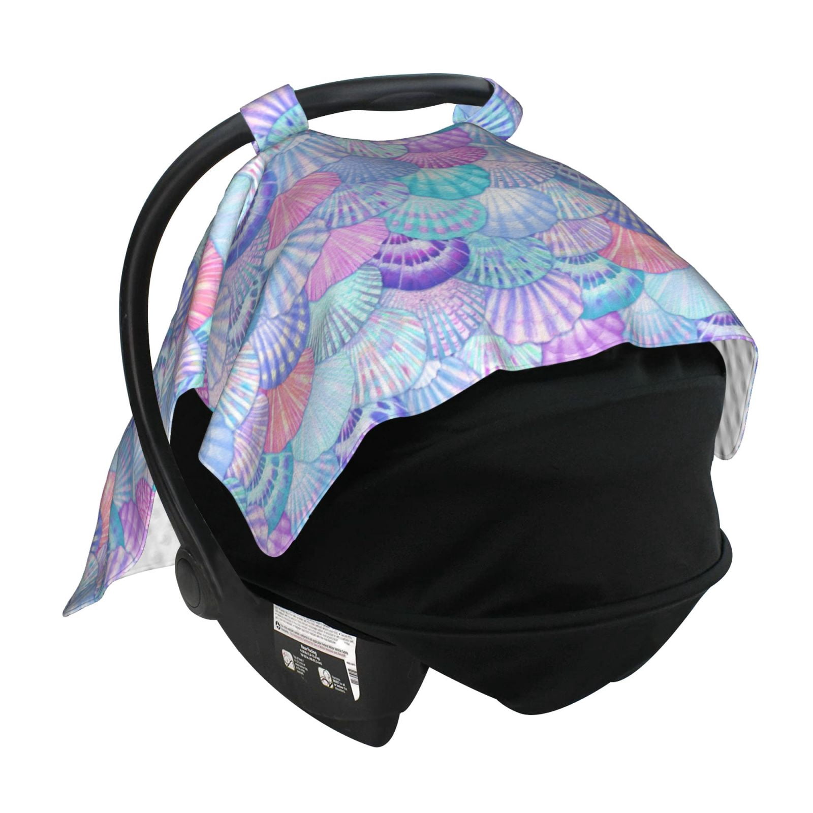 Car Seat Cover Baby - Watercolor Sea Shells 1 Breathable Infant Car Seat Cover for Baby Carseat, Lightweight Comfort Baby Essentials Must Haves Newborn Stuff for Girl Boy