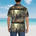 thumbnail image 4 of Gukieu Jungle Dinosaur Print Men's Short-sleeved Shirts, Button-down Lapel Hawaiian Shirts, T-shirts, Beach Vacation Summer Casual Wear,Large, 4 of 7