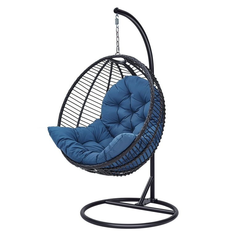Algoma Cushioned Rattan Wicker Hanging Chair With Stand, 54 OFF