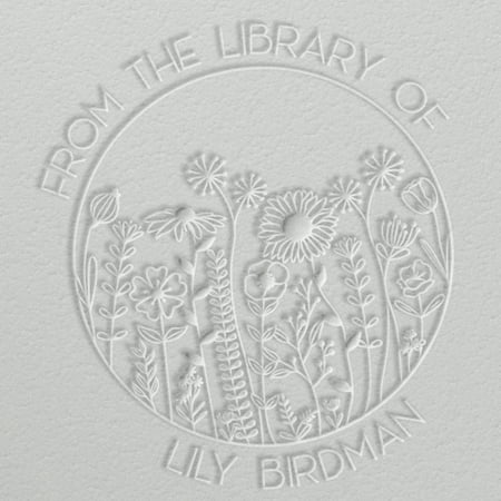 Custom Personalized Book Embosser - Custom Name Stamp Seal with Your Name from The Library of - The Library of Gift Ex Libris, Floral Designs - Custom Embosser Stamp Seal Kit (Wildflowers)