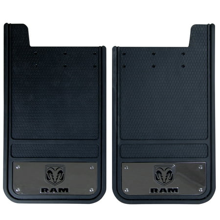 Plasticolor RAM 12” x 23” Heavy Duty Universal Fit Automotive Rear Mud Guards, Black, 1 Pair